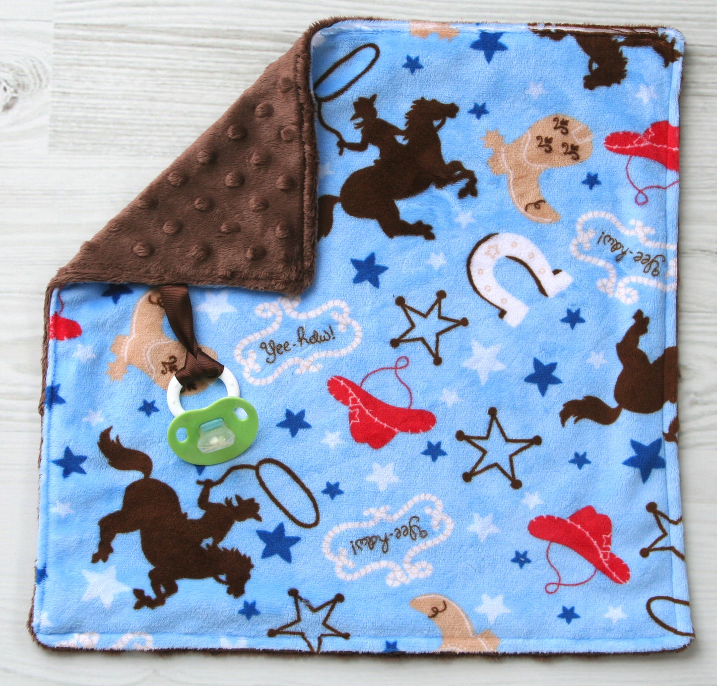 Cowboy Minky Binky Blanket