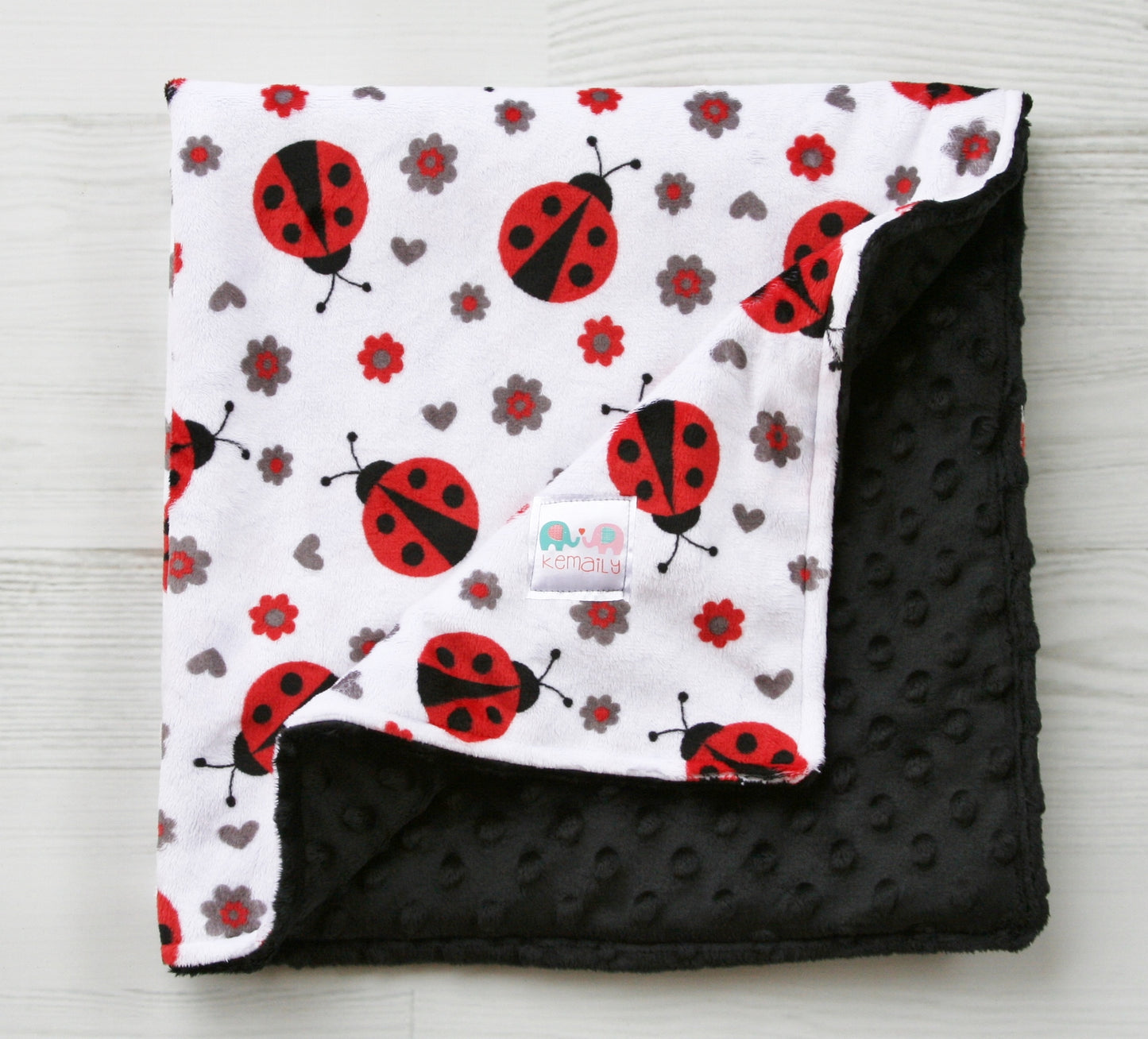 DISCONTINUED Personalized Blanket, Ladybug Minky Baby Blanket