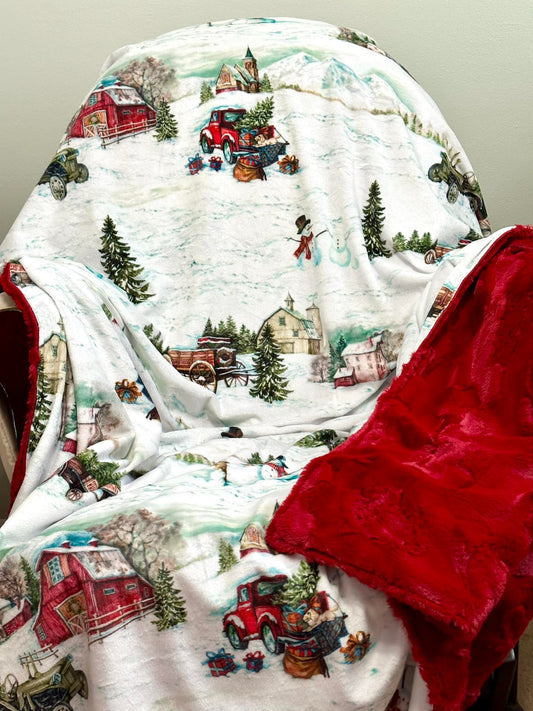 Tis the Season Adult Minky Blanket