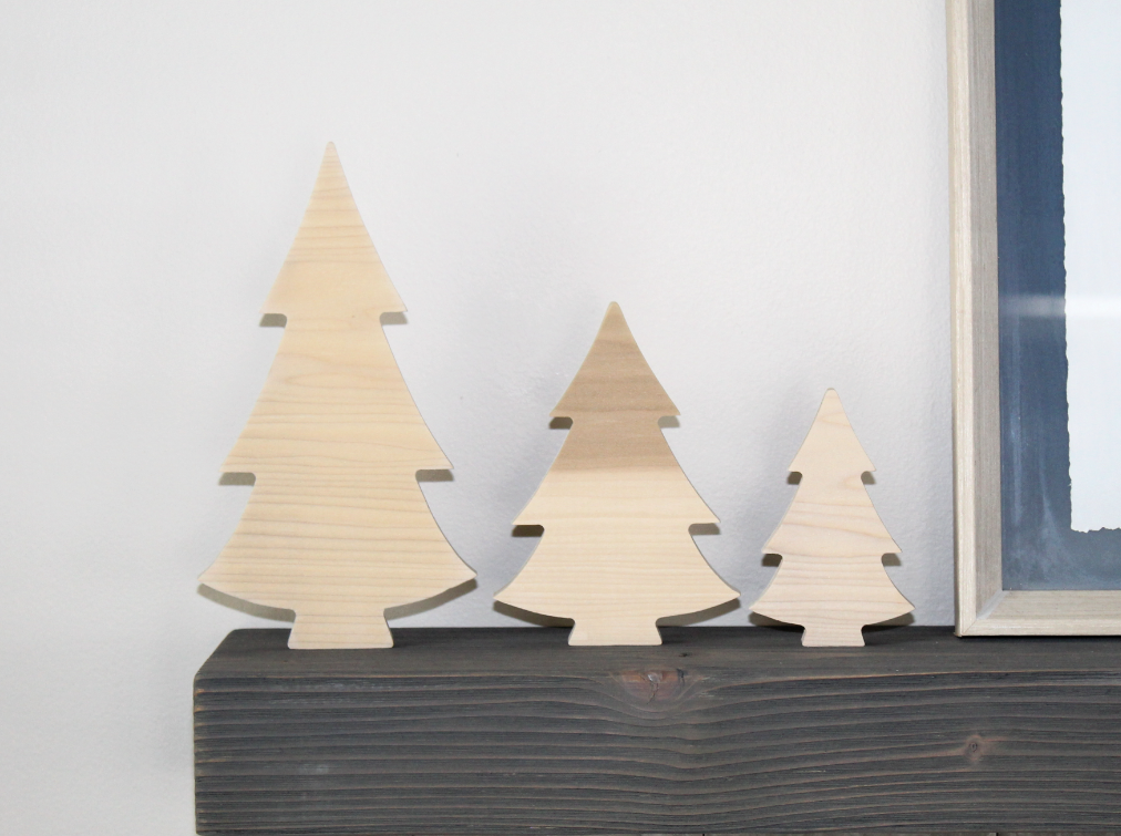 3 pack DIY Wooden Christmas Tree Cutouts - Unfinished Wood Decor