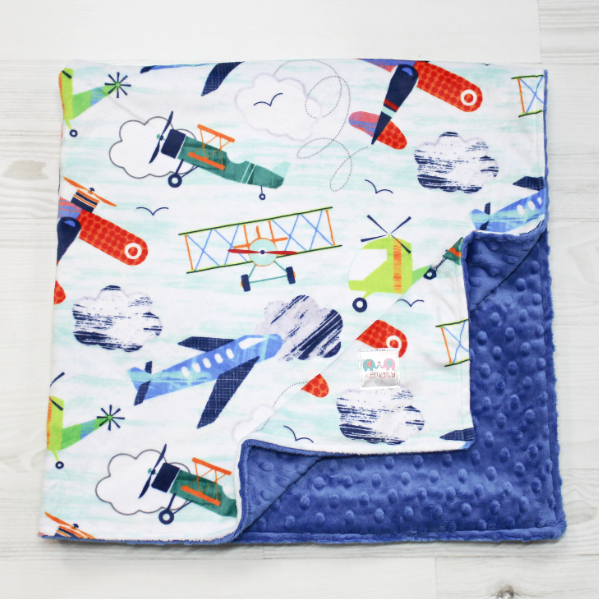 Personalized Minky Baby Airplane Blanket