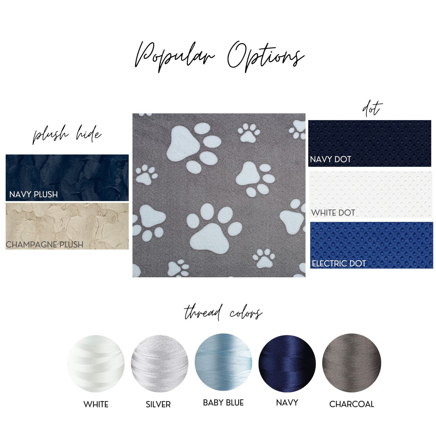 Gray Paw Print Personalized Minky Pet Blanket