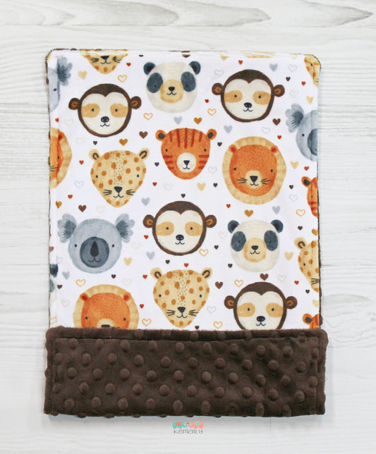 Animal Heads Minky Burp Cloth