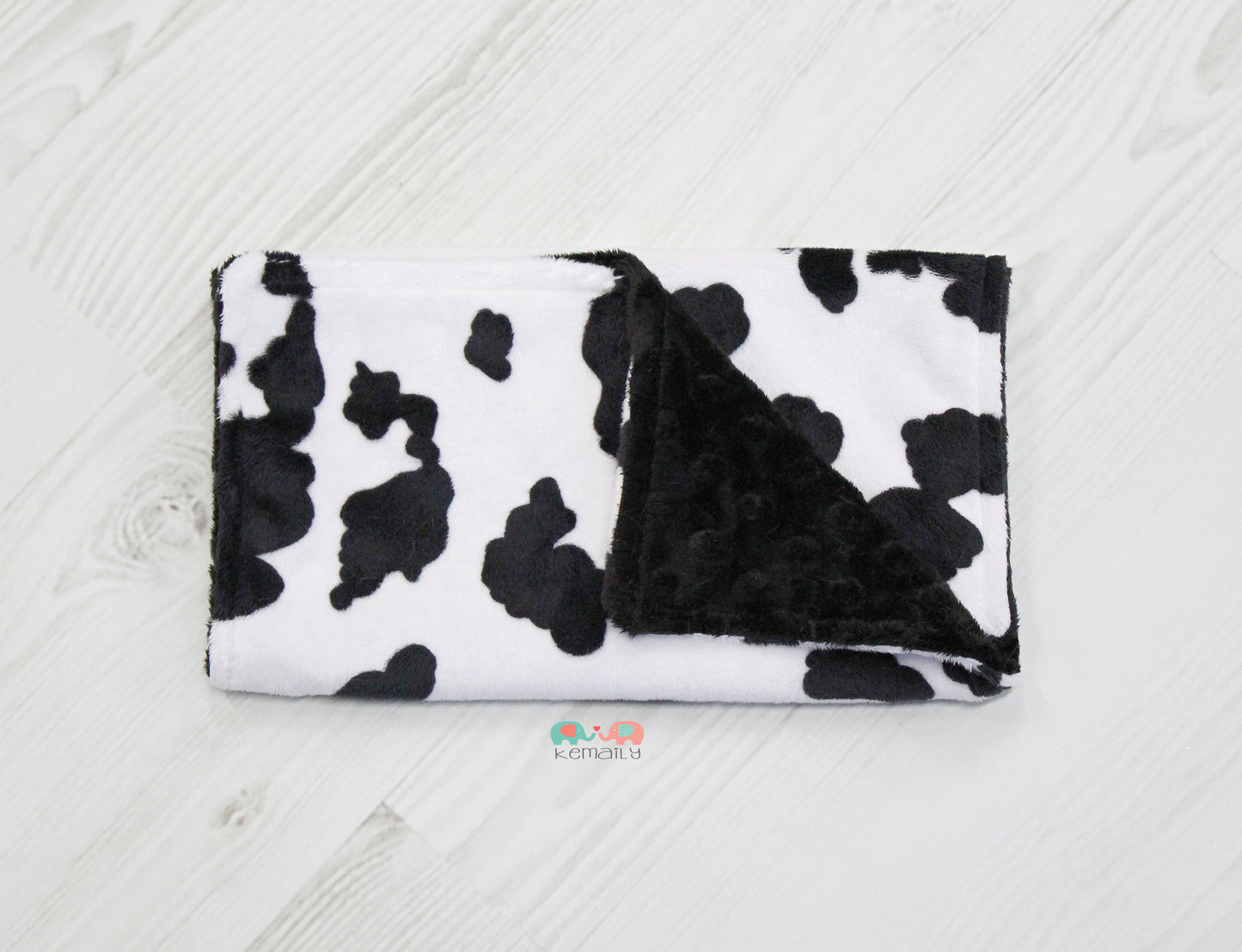 Cow on Black Minky Burp Cloth