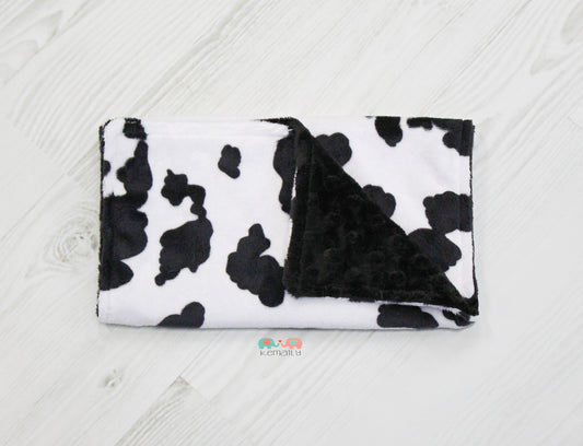 Cow on Black Minky Burp Cloth