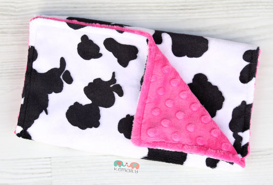 Cow on Fuchsia Minky Burp Cloth