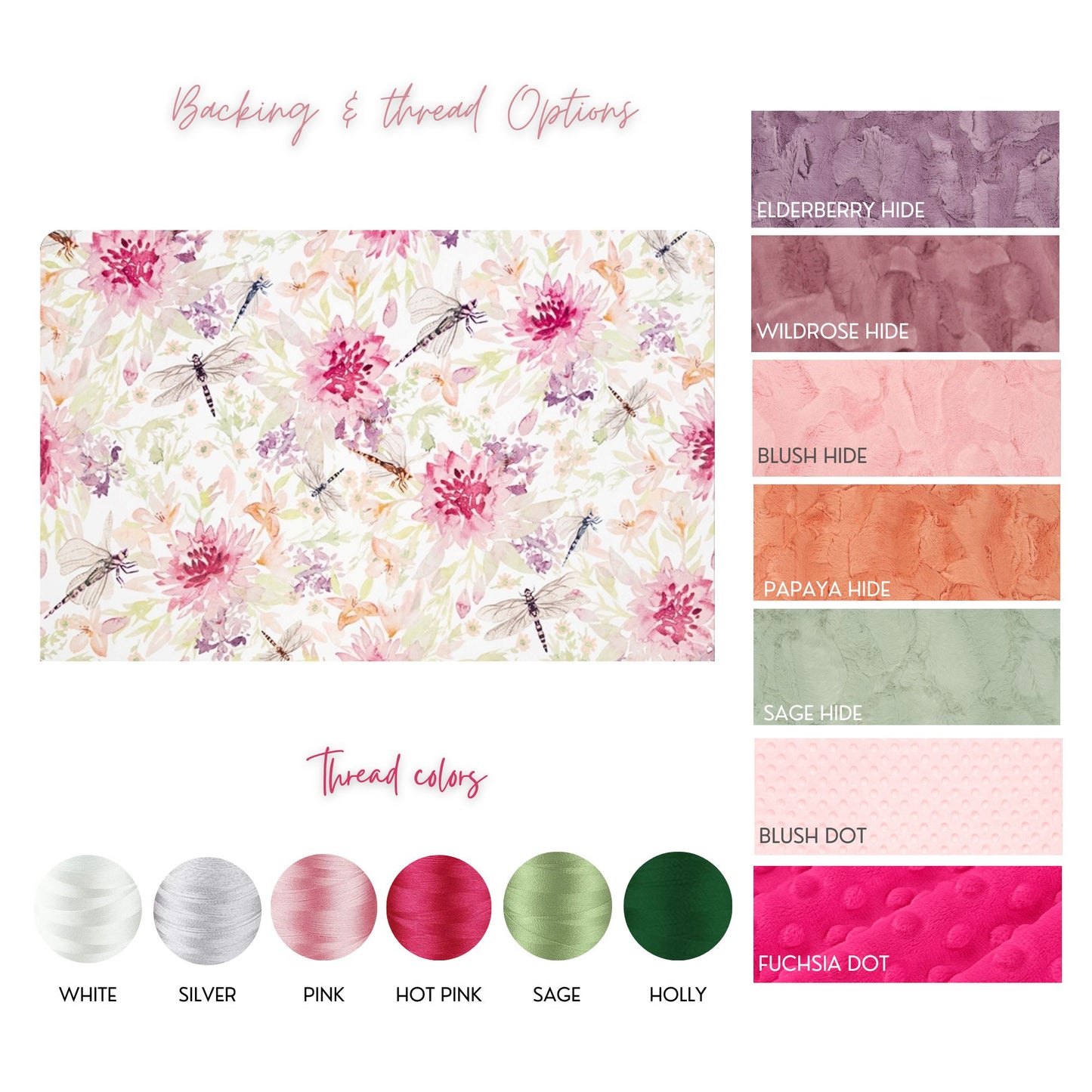 Personalized Baby Blanket, Dragonfly Minky Baby Girl Blanket