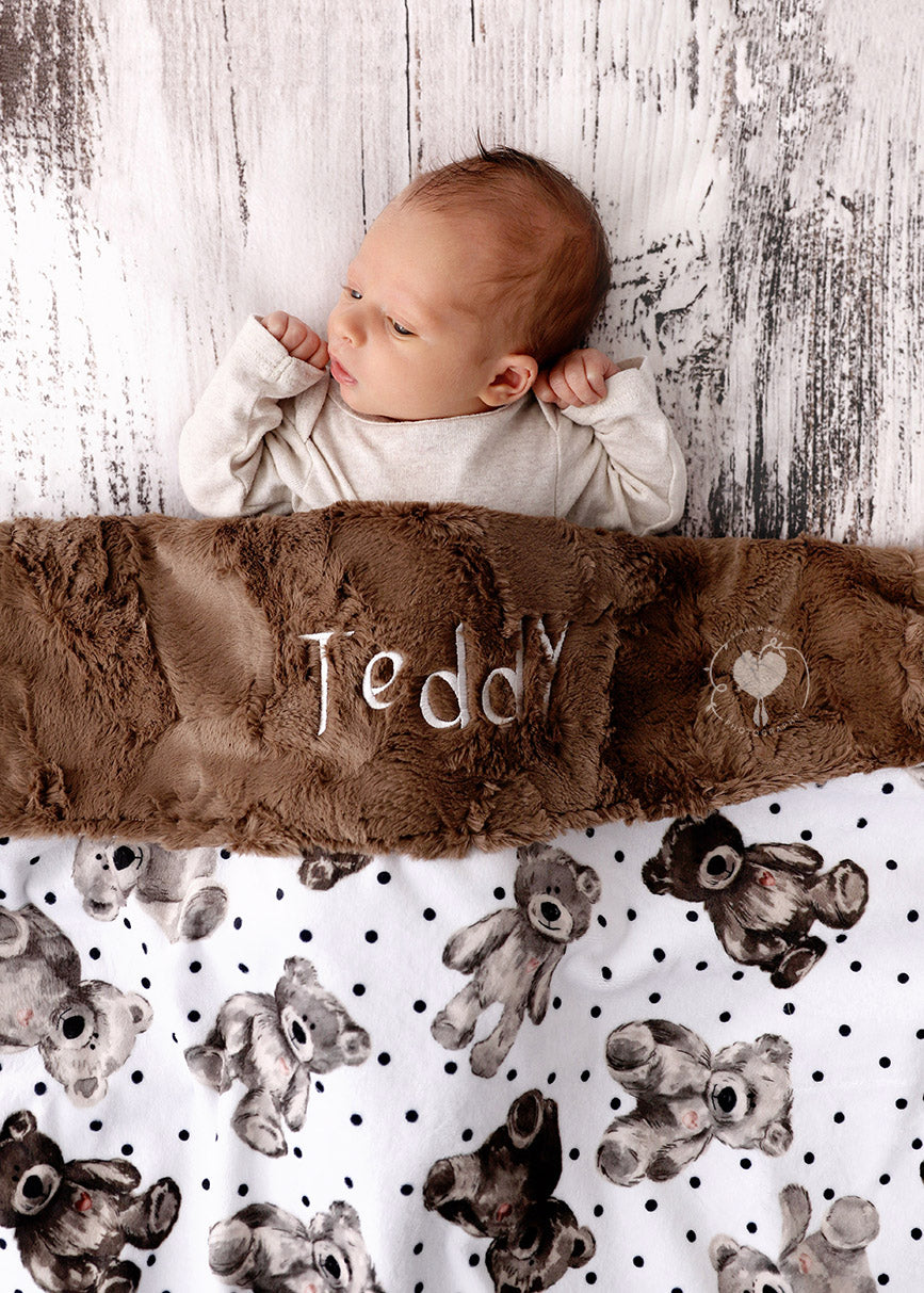 Personalized Teddy Bear Minky Baby Blanket