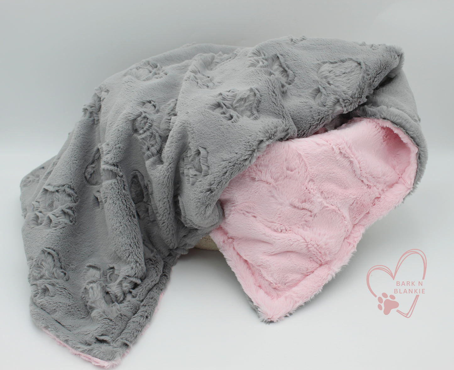 Gray Embossed Paw Minky Pet Blanket
