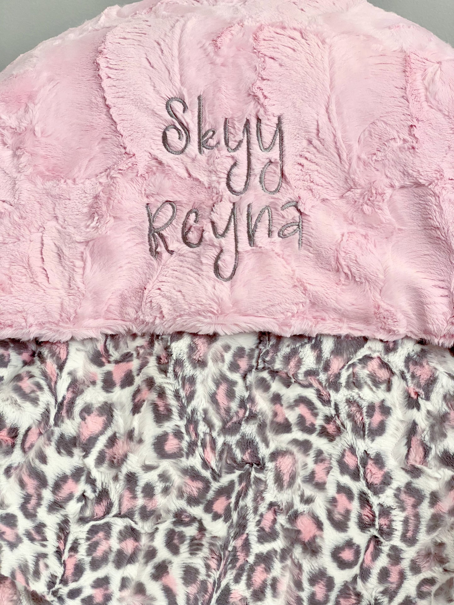 Personalized Blush Leopard Baby Girl Minky Blanket