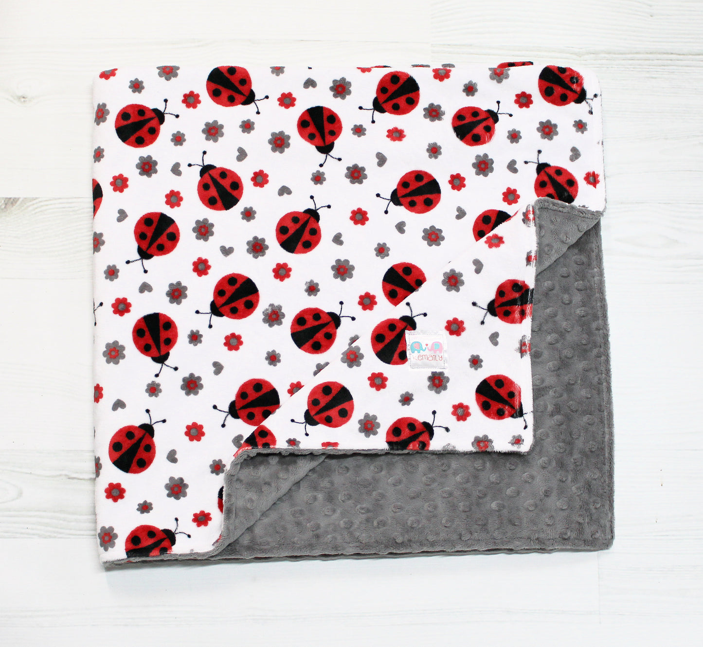 DISCONTINUED Personalized Blanket, Ladybug Minky Baby Blanket