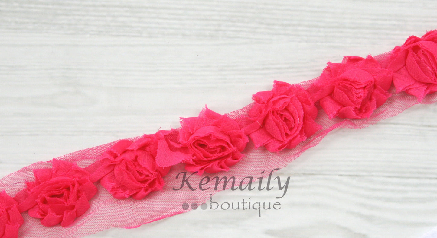 2-1/2in Hot Pink Chiffon By The Yard Trim
