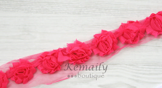 2-1/2in Hot Pink Chiffon By The Yard Trim