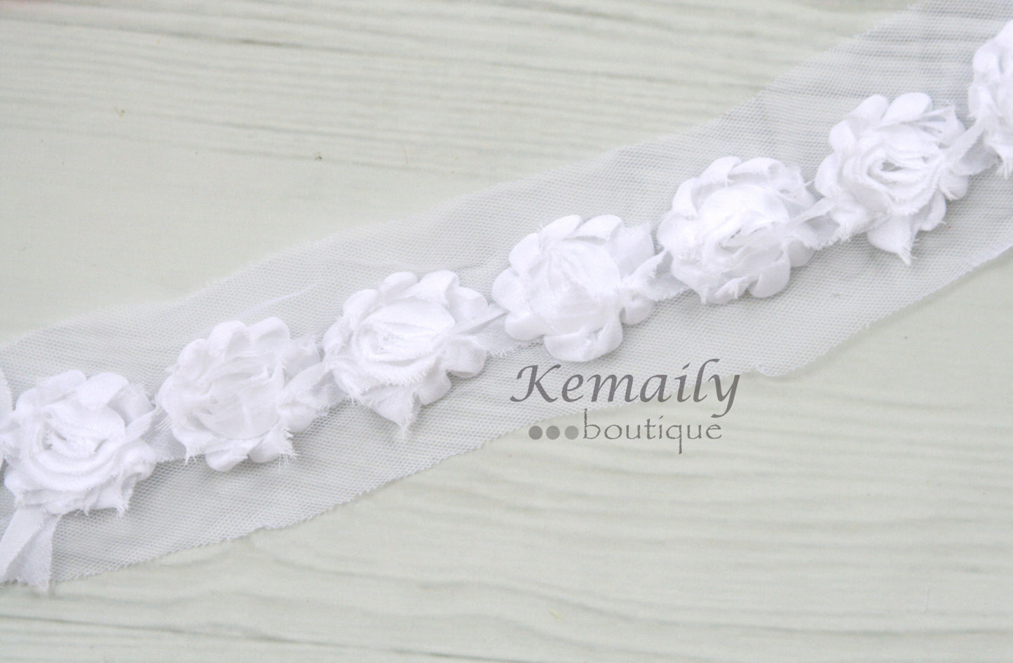 2-1/2in White Chiffon By The Yard Trim