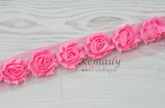 2-1/2in Pink Chiffon By The Yard Trim