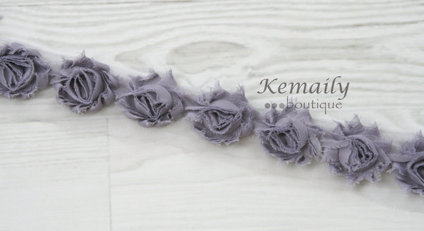 2-1/2in Gray Chiffon By The Yard Trim