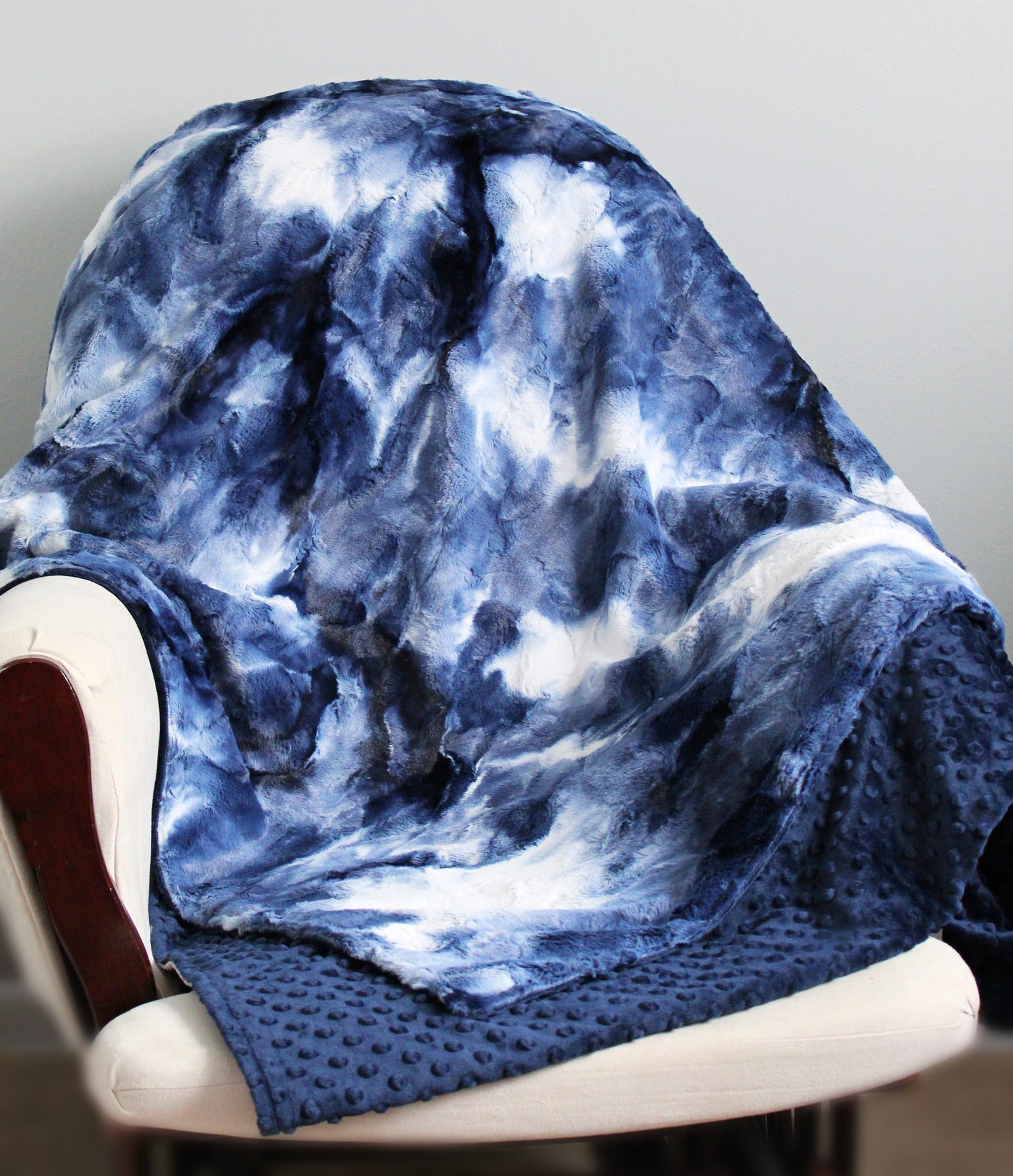 Blue tie-dye Adult Minky Blanket