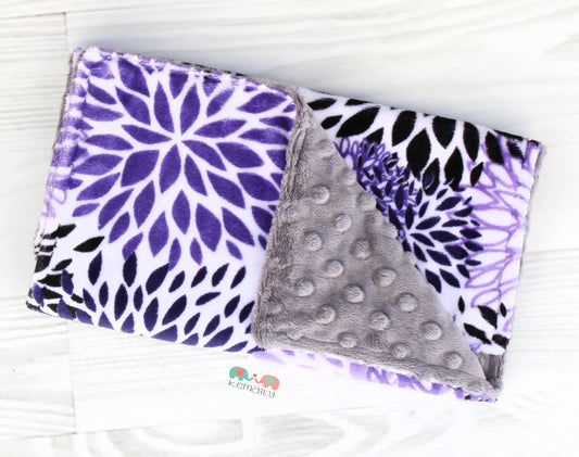 Purple Blossoms Minky Burp Cloth