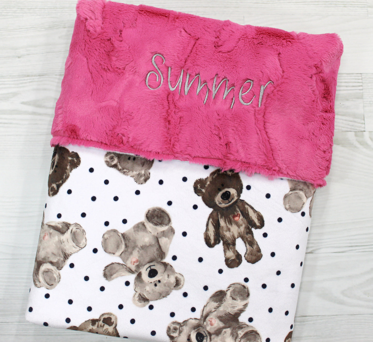 Teddy Bear Minky Personalized Baby Blanket