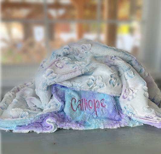 Personalized Pet Blanket, Mermaid Paws Print Minky Blanket