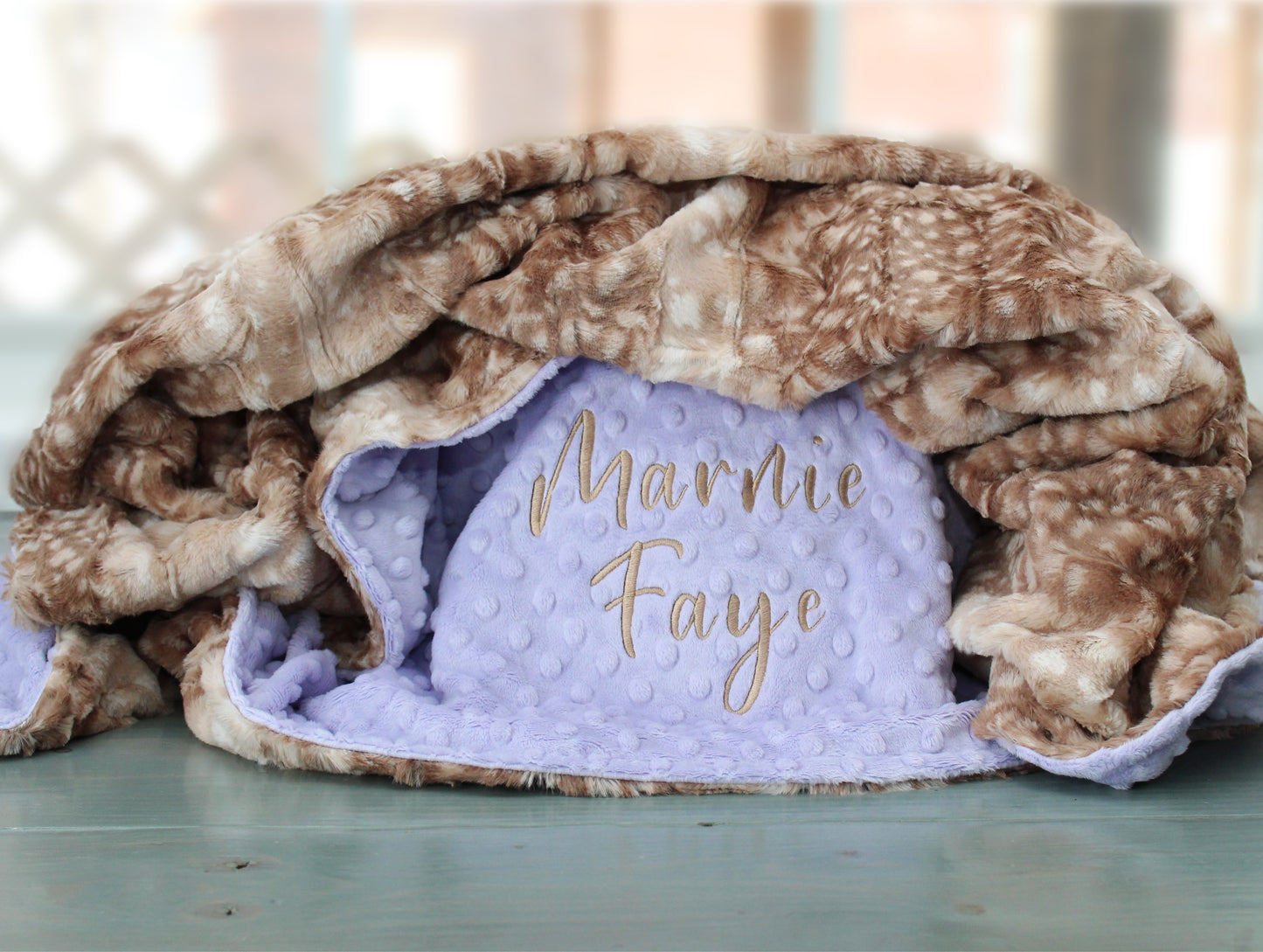 Personalized Blanket - Minky Fawn Baby Blanket