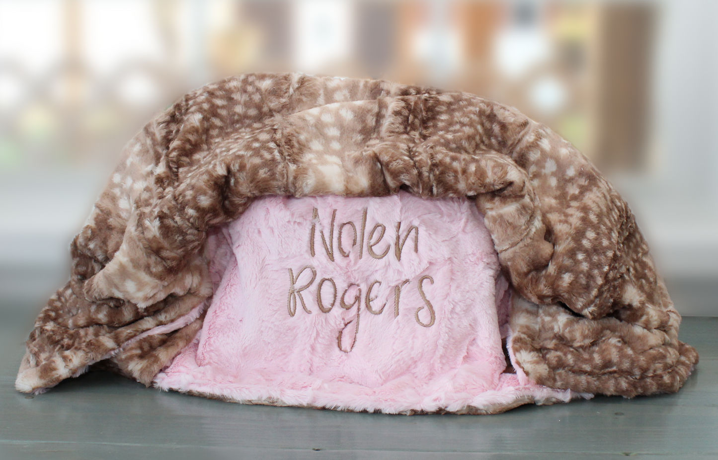 Personalized Blanket - Fawn Minky Baby Girl Blanket