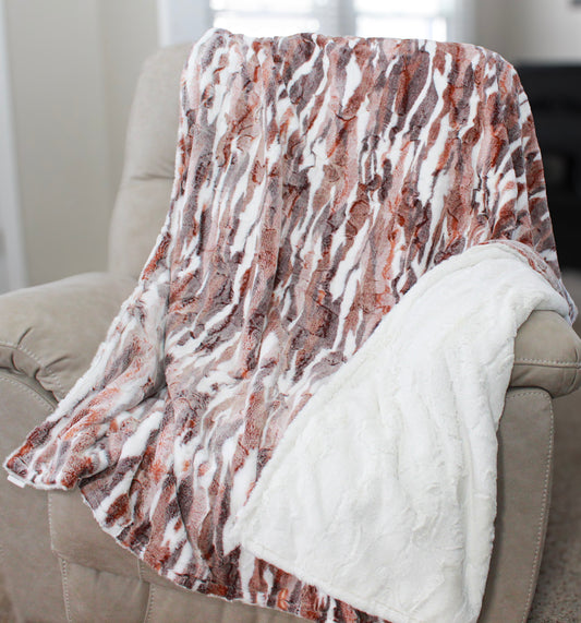 Autumn Stripes Adult Minky Blanket