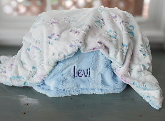 Personalized Pet Blanket, Mermaid Paws Print Minky Blanket