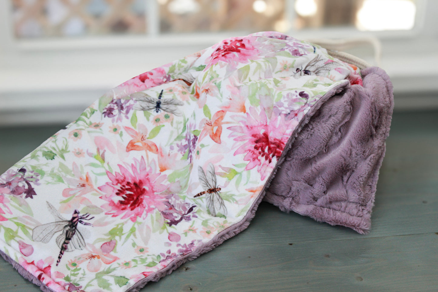 Personalized Baby Blanket, Dragonfly Minky Baby Girl Blanket