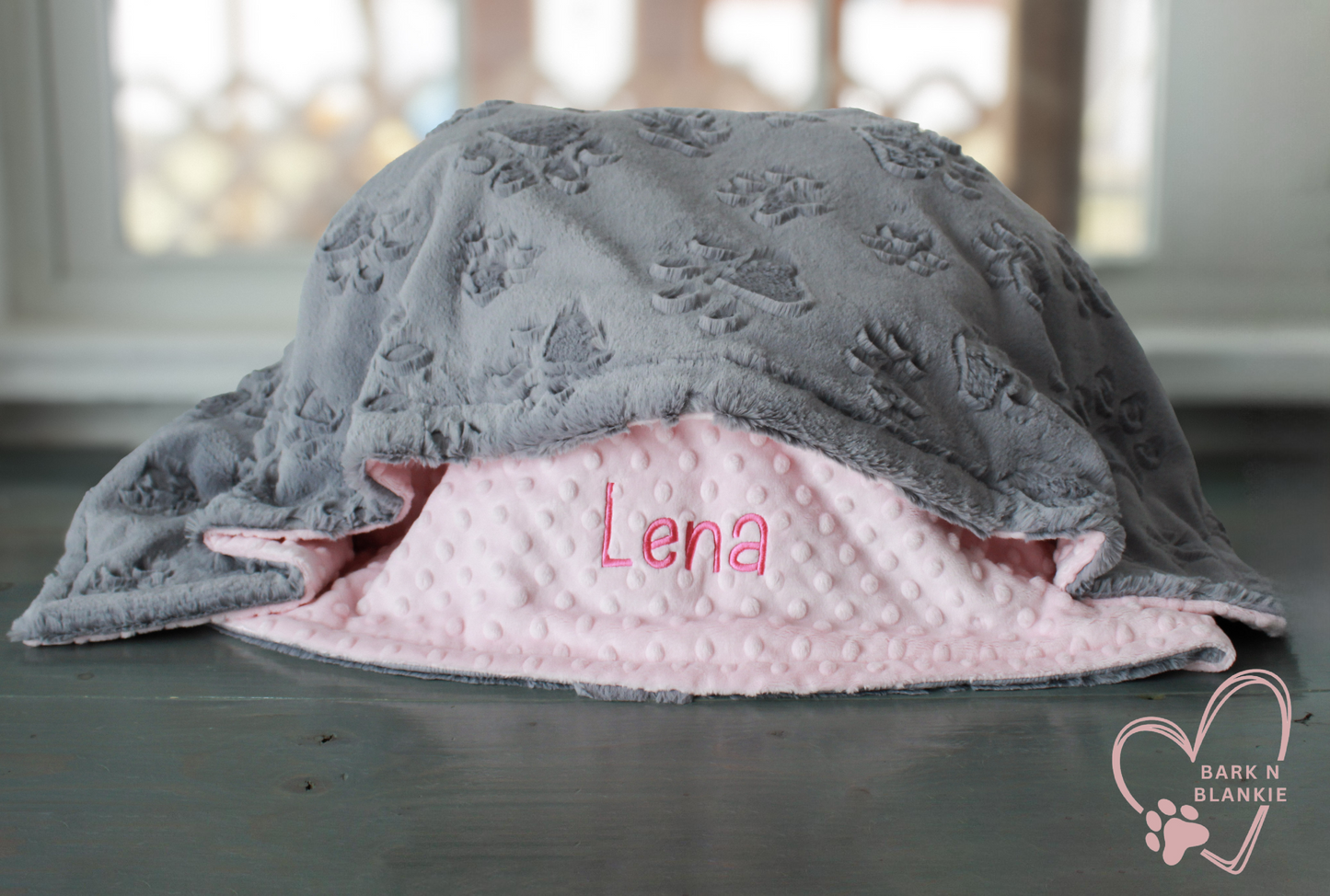 Personalized Pet Blanket, Gray Embossed Paws Minky Blanket
