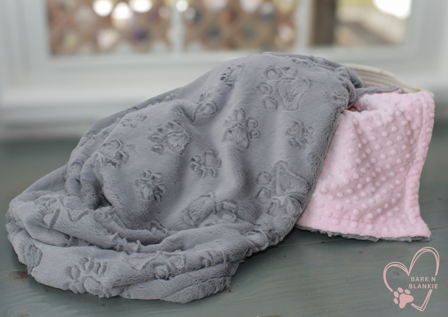 Personalized Pet Blanket, Gray Embossed Paws Minky Blanket