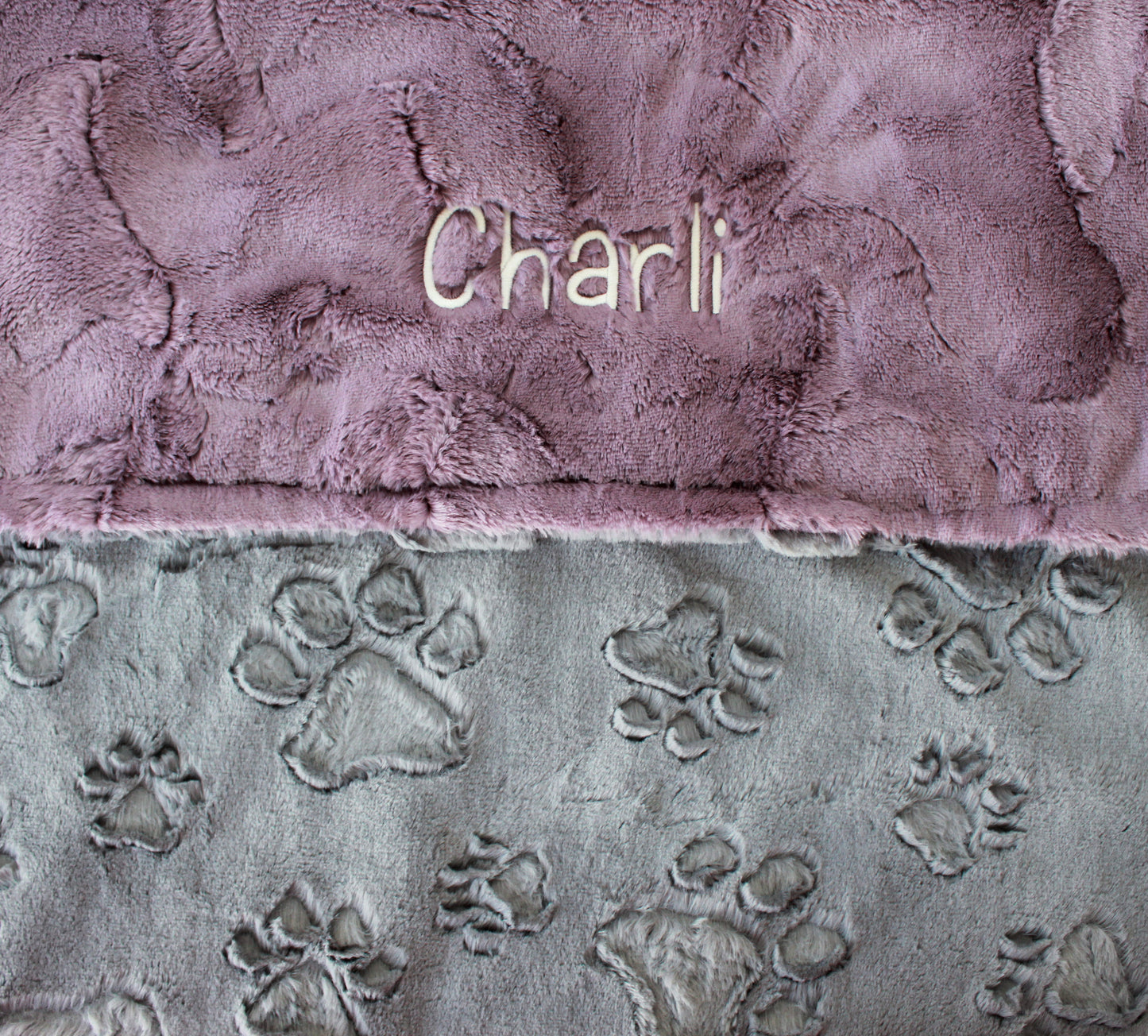 Personalized Pet Blanket, Gray Embossed Paws Minky Blanket