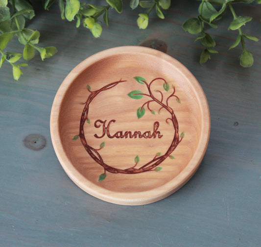 Personalized Ring Dish, Maple Handcrafted Wood Dish
