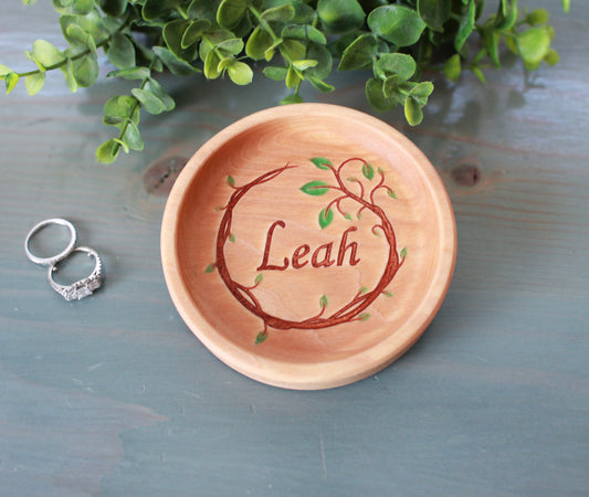 Personalized Ring Dish, Maple Handcrafted Wood Dish, Wedding Gift, Anniversary Gift