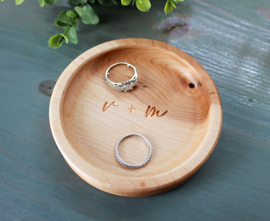 Personalized Ring Dish, Maple Handcrafted Wood Dish, Wedding Gift
