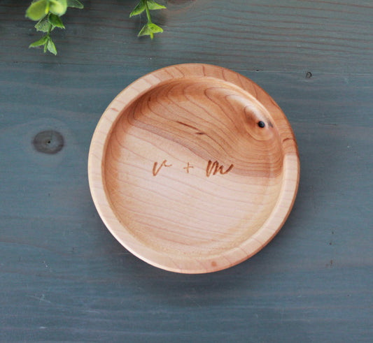 Personalized Ring Dish, Maple Handcrafted Wood Dish, Wedding Gift, Anniversary Gift