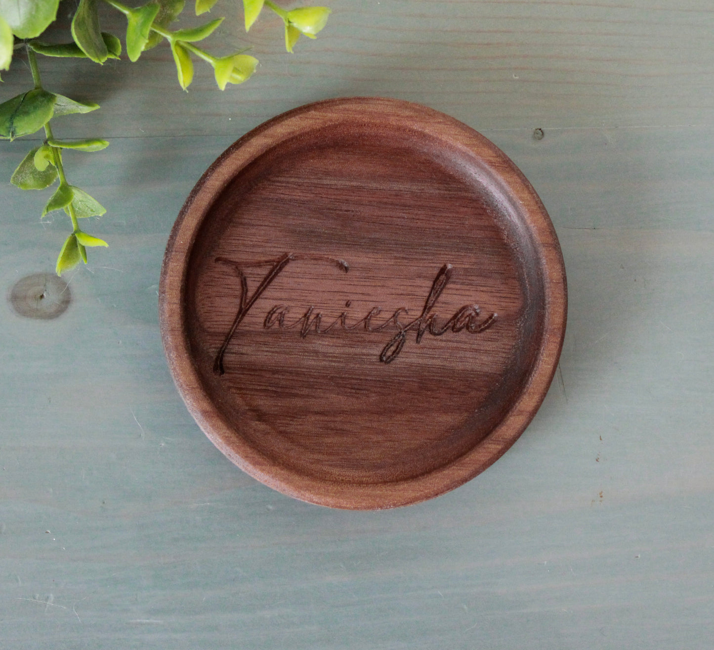 Personalized Ring Dish, Walnut Handcrafted Wood Dish, Wedding Gift