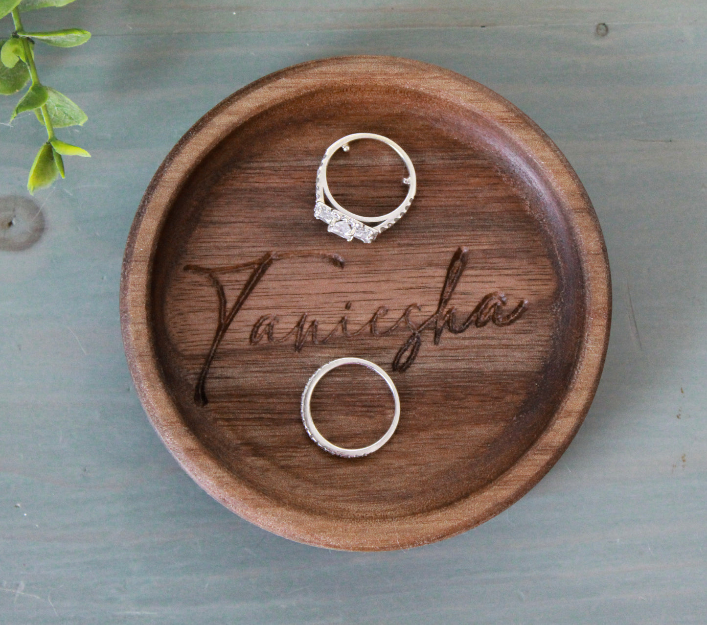 Personalized Ring Dish, Walnut Handcrafted Wood Dish, Wedding Gift