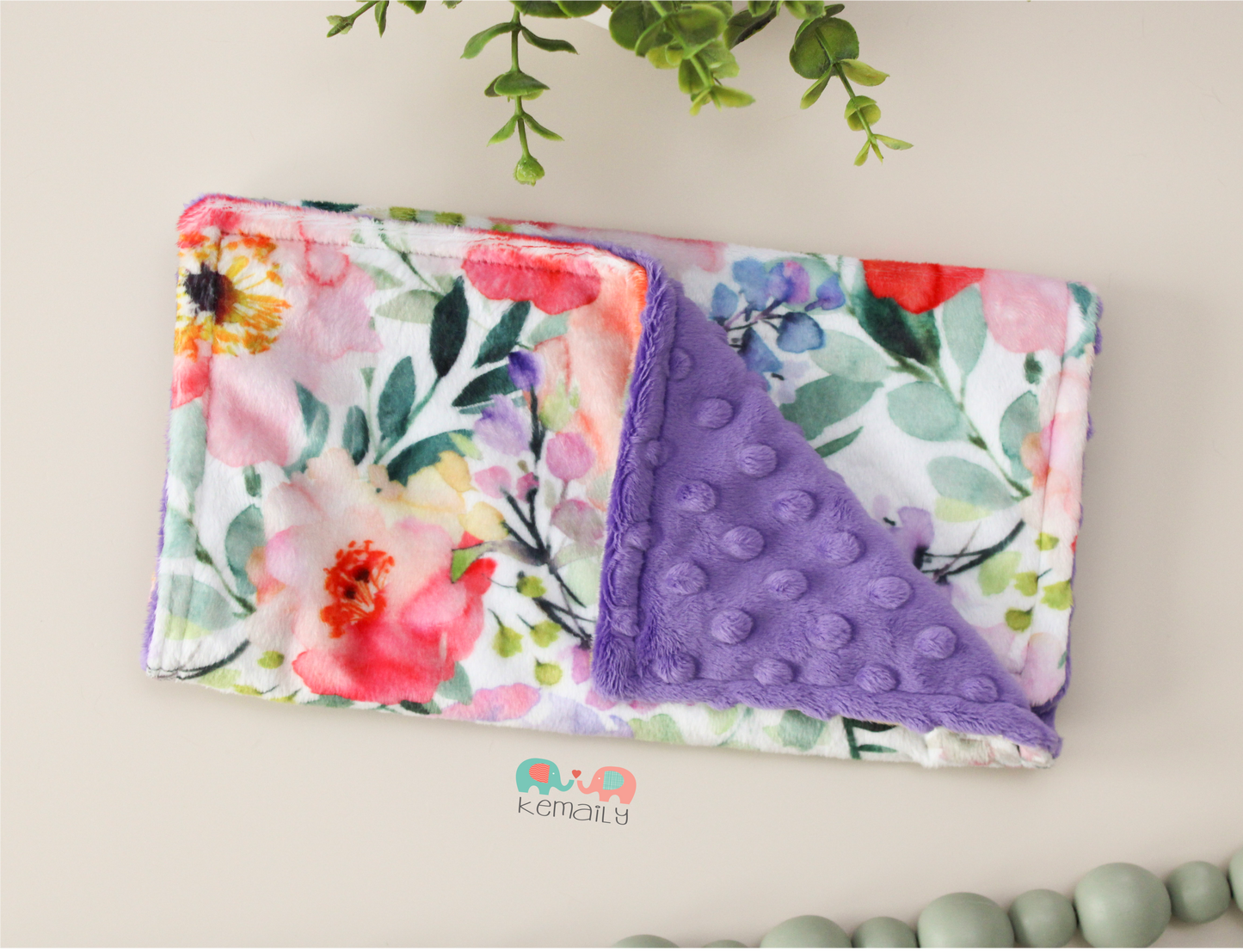 Watercolor Flower Minky Burp Cloth | Ultra Soft Absorbent Burping Cloth