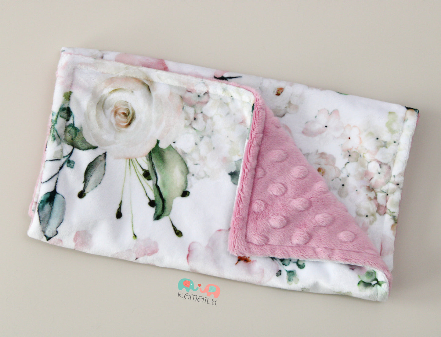Pink Floral Baby Minky Burp Cloth | Ultra Soft Absorbent Burping Cloth