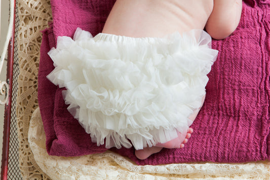 Ivory Chiffon Ruffle Bloomers, Diaper Cover