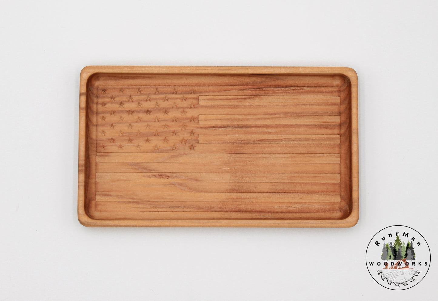 Maple Handcrafted Wood Tray, Wooden Flag Desk Organizer