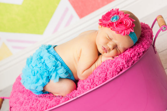 Turquoise Chiffon Ruffle Bloomers, Diaper Cover