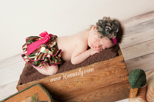 Camo Satin Ruffle Bloomers, Diaper Cover