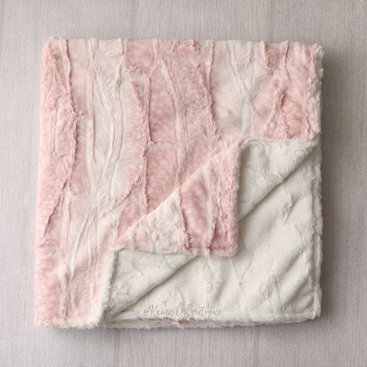 Personalized Blanket - Rosewater Fawn Minky Baby Girl Blanket