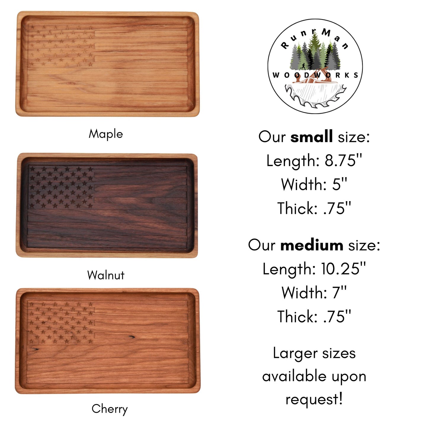 Walnut Handcrafted Wood Tray, Wooden Flag Desk Organizer