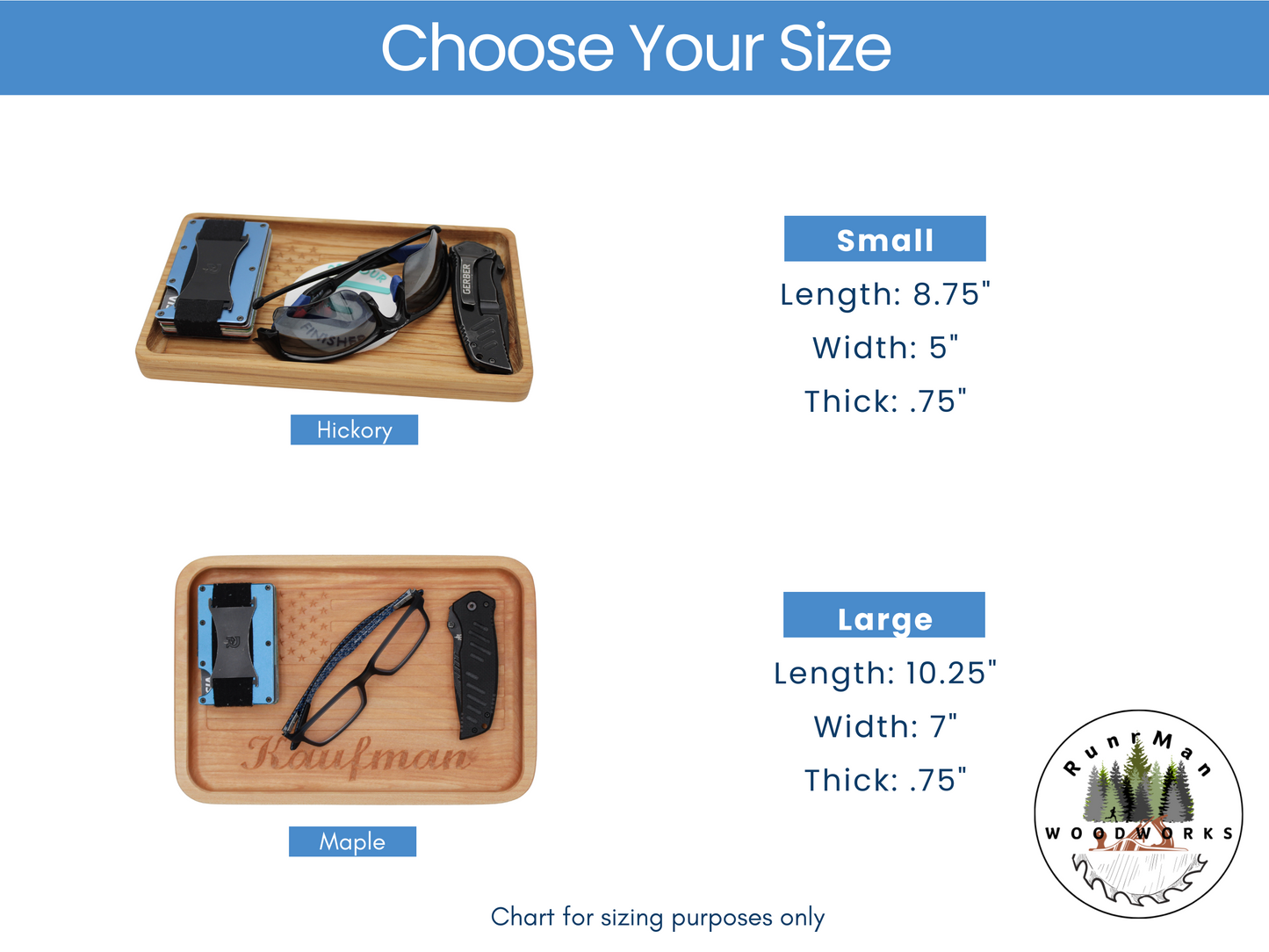 Engraved Catchall Wood Tray, Walnut Wooden Motorcycle Desk Organize