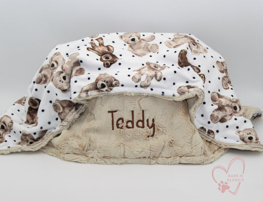 Personalized Pet Blanket, Teddy Bear Minky Blanket