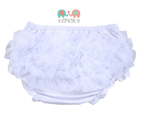 White Chiffon Ruffle Bloomers, Diaper Cover