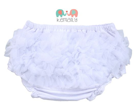 White Chiffon Ruffle Bloomers, Diaper Cover